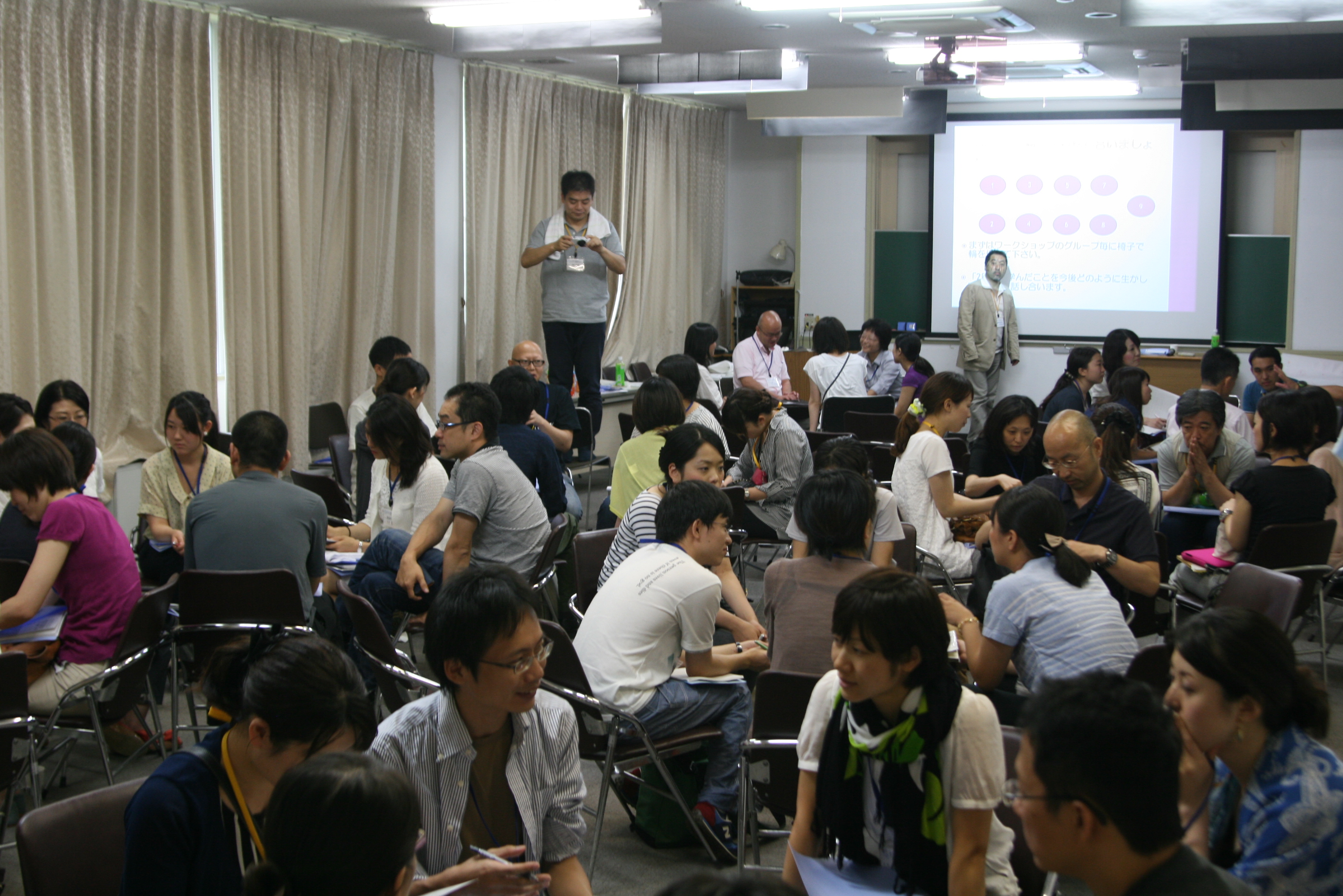 ワールドカフェでは、２日間を通じて得たものを共有し、今後にどう活かすのか共有しました。